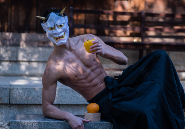 鬼とデコポンとパプリカ/reference stock photo muscle at shrine@画像　筋肉