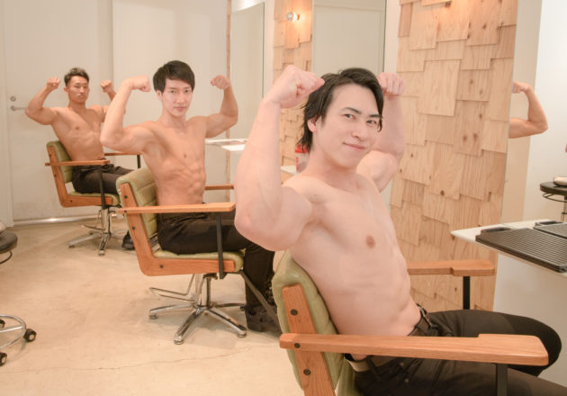 マッチョ専用美容室/reference stock photo muscle beauty salon@写真　マッチョ