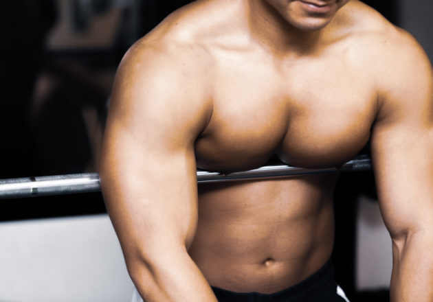 Pecs on the barbell shaft/reference stock photo muscle@アスリートモデル　マッチョ