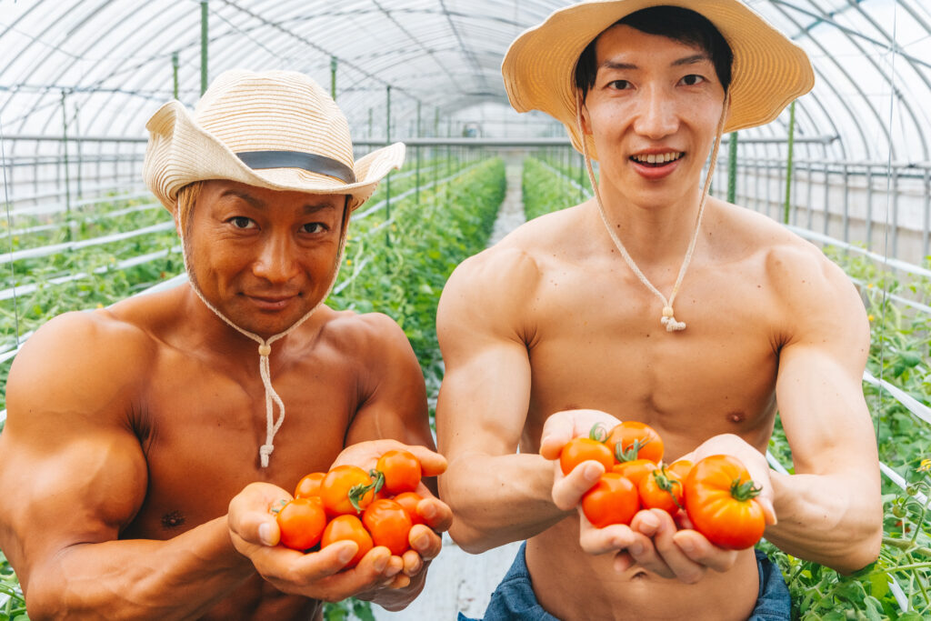 トマト生産者さんのマッチョ@フリー素材　農家