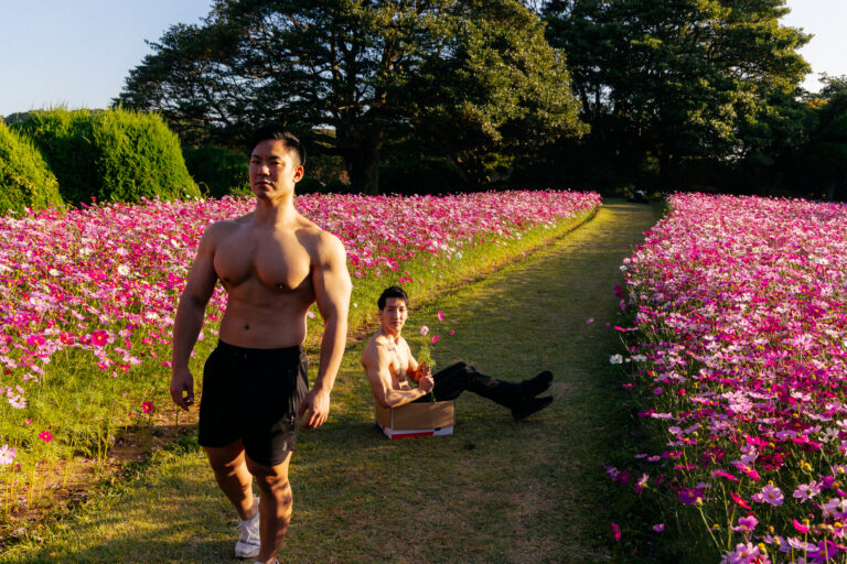 コスモス畑に捨てマッチョ（元投稿の写真）